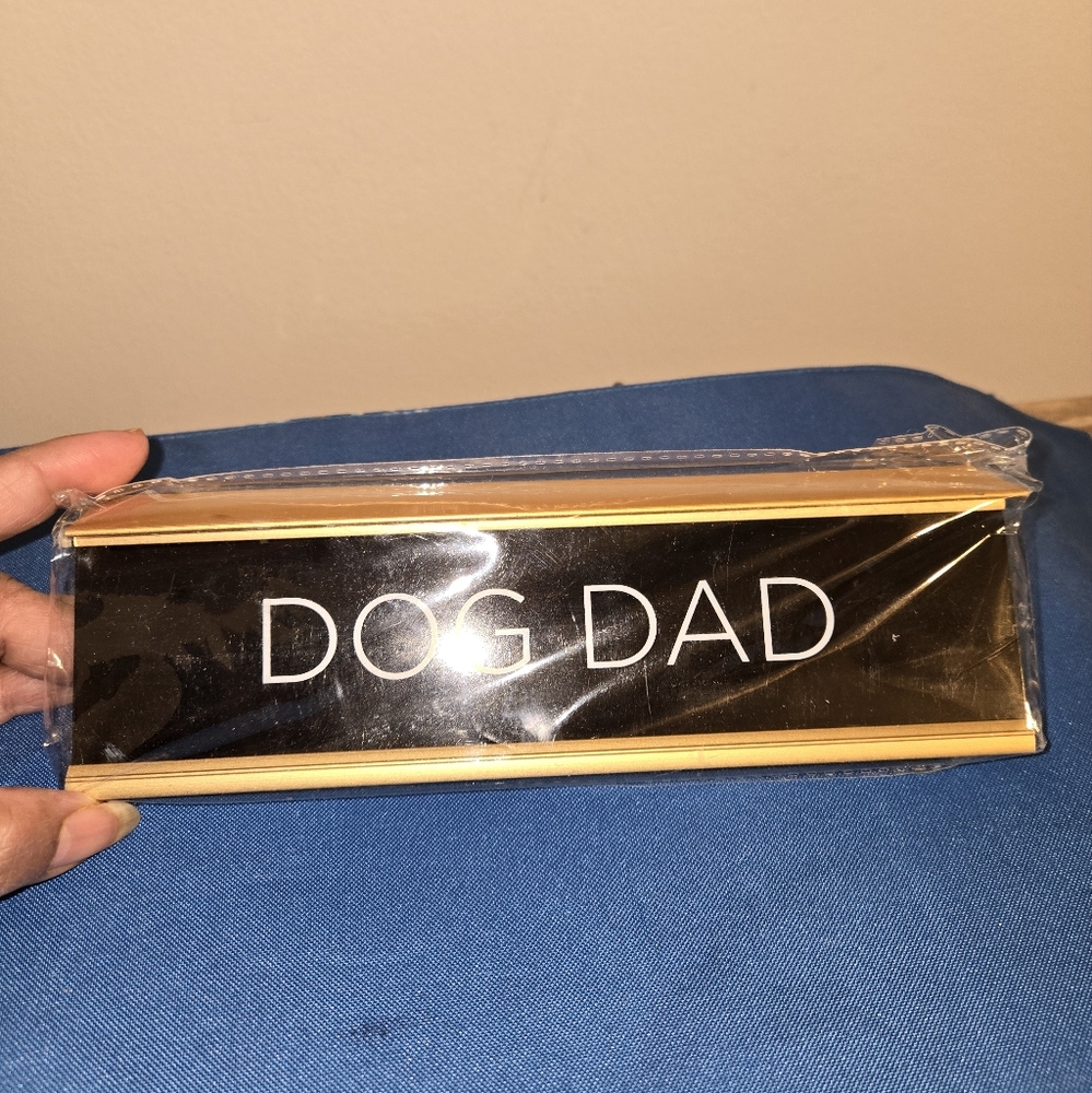 Set of CAT DAD & DOG DAD desk plate Gold - Black, Gold - Light green